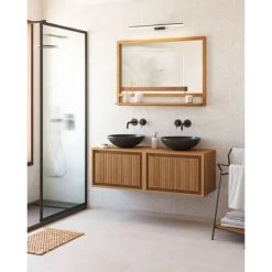 Kave Home - Porte-serviettes Taciana En Bois De Teck Massif Et Métal Finition Noire 35 X 80 Cm - Naturel -KAVE HOME Soldes 2022 55292504 4