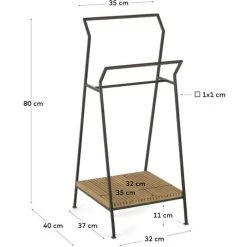 Kave Home - Porte-serviettes Taciana En Bois De Teck Massif Et Métal Finition Noire 35 X 80 Cm - Naturel -KAVE HOME Soldes 2022 55292504 5