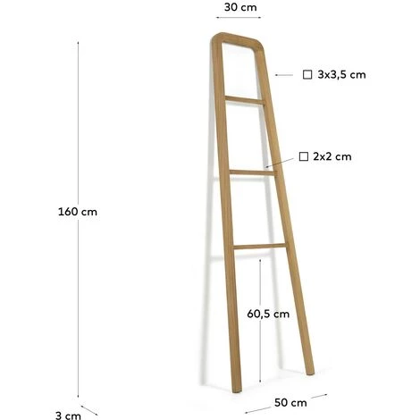 Kave Home - Porte-serviettes Uliana En Bois De Teck Massif Finition Naturelle 50 X 160 Cm - Naturel 5 Kave Home - Porte-serviettes Uliana En Bois De Teck Massif Finition Naturelle 50 X 160 Cm - Naturel – Image 3