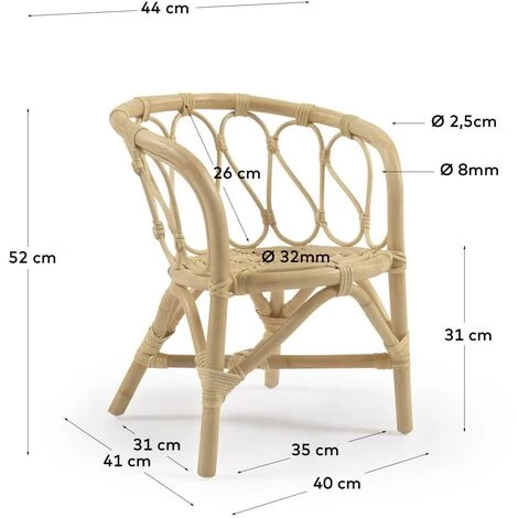 Kave Home - Chaise Enfant Lumila En Rotin - Naturel 7 Kave Home - Chaise Enfant Lumila En Rotin - Naturel – Image 5