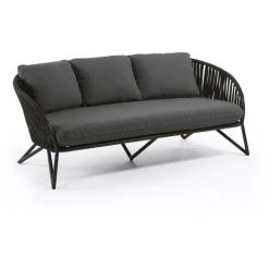 Kave Home - Canapé Branzie 3 Places En Corde Noire 180 Cm - Noir