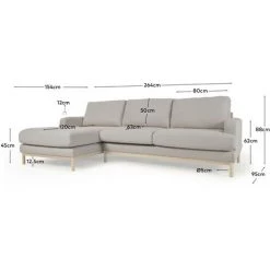 Kave Home - Canapé Mihaela 3 Places Avec Méridienne à Gauche En Bouclette Grise 264 Cm - Gris -KAVE HOME Soldes 2022 58524796 5