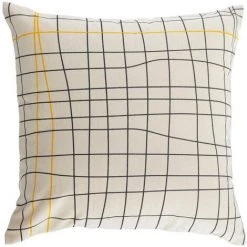 Kave Home - Housse De Coussin Saori 100% Coton (GOTS) Rayures Noir Et Jaune 45 X 45 Cm - Beige