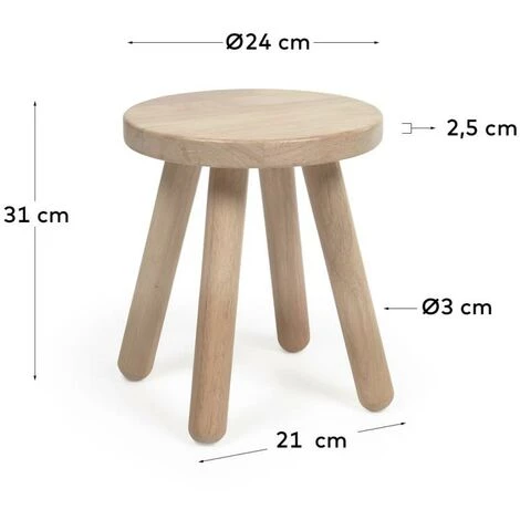 Kave Home - Tabouret Enfant Dilcia Bois D'hévéa Massif Hauteur 31 Cm - Naturel 6 Kave Home - Tabouret Enfant Dilcia Bois D'hévéa Massif Hauteur 31 Cm - Naturel – Image 4