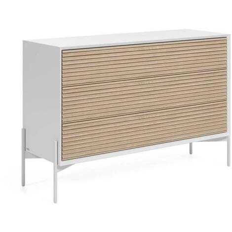 Kave Home - Commode Marielle Avec 3 Tiroirs En Plaqué De Frêne Laqué Blanc 116 X 76 Cm - Blanc 3 Kave Home - Commode Marielle Avec 3 Tiroirs En Plaqué De Frêne Laqué Blanc 116 X 76 Cm - Blanc