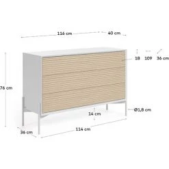 Kave Home - Commode Marielle Avec 3 Tiroirs En Plaqué De Frêne Laqué Blanc 116 X 76 Cm - Blanc 7 Kave Home - Commode Marielle Avec 3 Tiroirs En Plaqué De Frêne Laqué Blanc 116 X 76 Cm - Blanc -KAVE HOME Soldes 2022 59217315 3