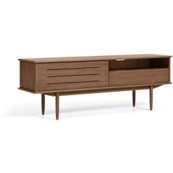 Kave Home - Meuble TV Carolin 1 Porte Et 1 Tiroir Placage De Noyer 180 X 63,5 Cm - Naturel