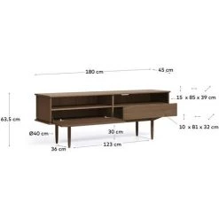 Kave Home - Meuble TV Carolin 1 Porte Et 1 Tiroir Placage De Noyer 180 X 63,5 Cm - Naturel -KAVE HOME Soldes 2022 59217319 4