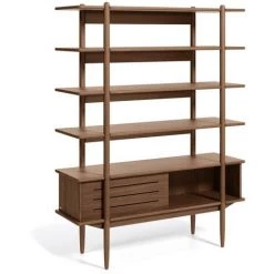 KAVE HOME Soldes 2022 42 Kave Home - Étagère Carolin En Bois Plaqué De Noyer 130 X 169 Cm - Naturel