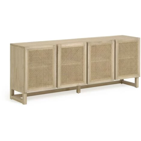 Kave Home - Buffet Rexit 4 Portes Bois Massif Et Contreplaqué De Mindi Avec Rotin 180 X 78 Cm - Naturel 3 Kave Home - Buffet Rexit 4 Portes Bois Massif Et Contreplaqué De Mindi Avec Rotin 180 X 78 Cm - Naturel