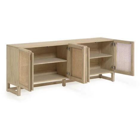 Kave Home - Buffet Rexit 4 Portes Bois Massif Et Contreplaqué De Mindi Avec Rotin 180 X 78 Cm - Naturel 4 Kave Home - Buffet Rexit 4 Portes Bois Massif Et Contreplaqué De Mindi Avec Rotin 180 X 78 Cm - Naturel – Image 2
