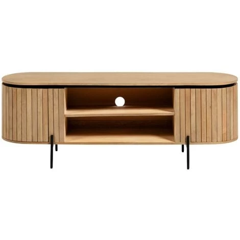Kave Home - Meuble TV Licia 2 Portes En Bois De Manguier Massif Et Métal Noir 160 X 56 Cm - Naturel 4 Kave Home - Meuble TV Licia 2 Portes En Bois De Manguier Massif Et Métal Noir 160 X 56 Cm - Naturel – Image 2