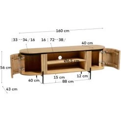 Kave Home - Meuble TV Licia 2 Portes En Bois De Manguier Massif Et Métal Noir 160 X 56 Cm - Naturel 11 Kave Home - Meuble TV Licia 2 Portes En Bois De Manguier Massif Et Métal Noir 160 X 56 Cm - Naturel -KAVE HOME Soldes 2022 59217376 5