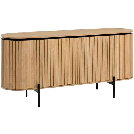 Kave Home - Buffet Licia 4 Portes De Bois De Manguier Massif Et Métal Peint Noir 170 X 80 Cm - Naturel 3 Kave Home - Buffet Licia 4 Portes De Bois De Manguier Massif Et Métal Peint Noir 170 X 80 Cm - Naturel