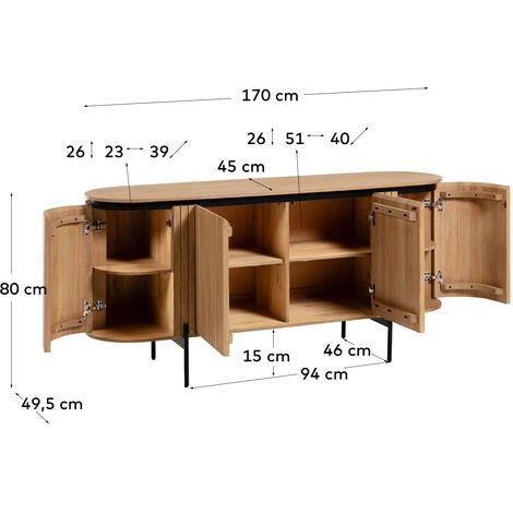 Kave Home - Buffet Licia 4 Portes De Bois De Manguier Massif Et Métal Peint Noir 170 X 80 Cm - Naturel 7 Kave Home - Buffet Licia 4 Portes De Bois De Manguier Massif Et Métal Peint Noir 170 X 80 Cm - Naturel – Image 5