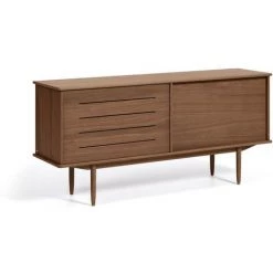 Kave Home - Buffet Carolin 2 Portes Et 1 Tiroir En Plaqué De Noyer 180 X 83,8 Cm - Naturel
