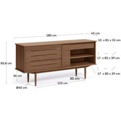 Kave Home - Buffet Carolin 2 Portes Et 1 Tiroir En Plaqué De Noyer 180 X 83,8 Cm - Naturel -KAVE HOME Soldes 2022 59217423 4