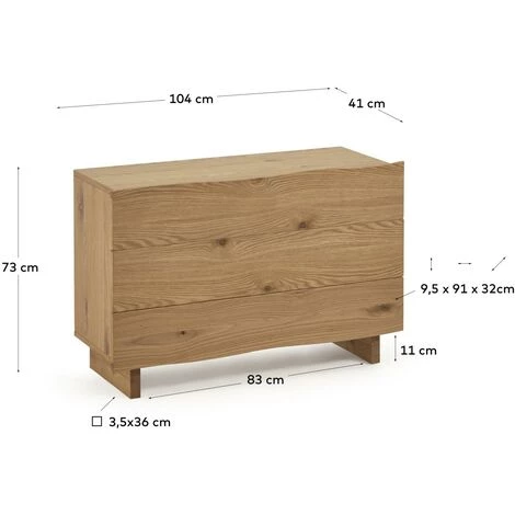Kave Home - Commode 3 Tiroirs Rasha En Contreplaqué De Chêne Finition Naturelle 104 X 73 Cm - Naturel 6 Kave Home - Commode 3 Tiroirs Rasha En Contreplaqué De Chêne Finition Naturelle 104 X 73 Cm - Naturel – Image 4