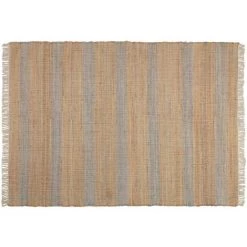 Kave Home - Tapis Eda En Jute à Rayures Bleu 160 X 230 Cm - Naturel