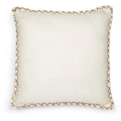 Kave Home - Housse De Coussin Asiatu En Coton De Couleur Blanc Et Bord Terracotta 45 X 45 Cm - Blanc