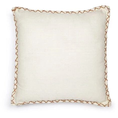 Kave Home - Housse De Coussin Asiatu En Coton De Couleur Blanc Et Bord Terracotta 45 X 45 Cm - Blanc 3 Kave Home - Housse De Coussin Asiatu En Coton De Couleur Blanc Et Bord Terracotta 45 X 45 Cm - Blanc