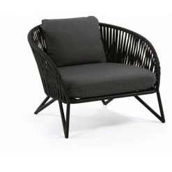 Kave Home - Fauteuil Branzie En Corde Noire - Noir