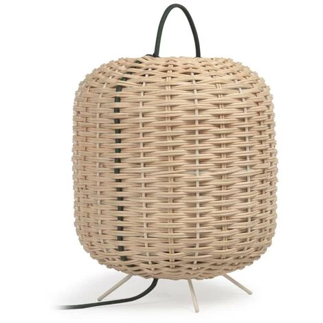 Kave Home - Petite Lampe à Poser Lumisa En Rotin Finition Naturelle Et Corde Verte 3 Kave Home - Petite Lampe à Poser Lumisa En Rotin Finition Naturelle Et Corde Verte