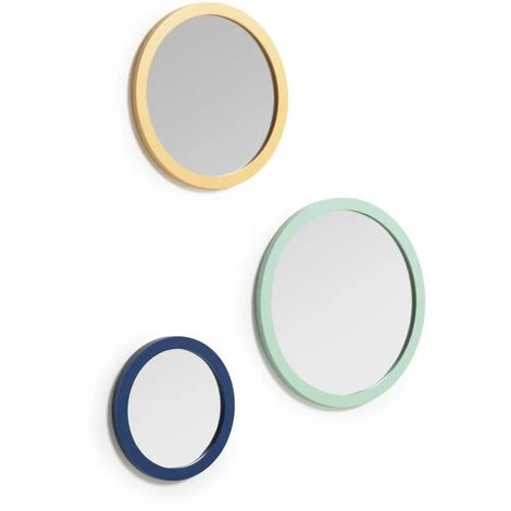 Kave Home - Lot Malala De 3 Miroirs Ronds Bleu, Moutarde Et Turquoise En MDF Ø 23 Cm /Ø 30 Cm /Ø 35 Cm - Multicolore 3 Kave Home - Lot Malala De 3 Miroirs Ronds Bleu, Moutarde Et Turquoise En MDF Ø 23 Cm /Ø 30 Cm /Ø 35 Cm - Multicolore