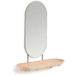 Kave Home - Grand Miroir Mural Ebian Avec étagère En Rotin Finition Naturelle 80 X 29 Cm - Naturel -KAVE HOME Soldes 2022 64089987 3