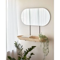 Kave Home - Grand Miroir Mural Ebian Avec étagère En Rotin Finition Naturelle 80 X 29 Cm - Naturel -KAVE HOME Soldes 2022 64089987 4