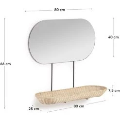 Kave Home - Grand Miroir Mural Ebian Avec étagère En Rotin Finition Naturelle 80 X 29 Cm - Naturel -KAVE HOME Soldes 2022 64089987 5