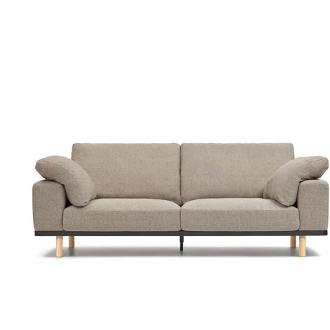 Kave Home - Canapé Noa 3 Places Avec Coussins Beige Avec Pieds Finition Naturelle 230 Cm - Beige 3 Kave Home - Canapé Noa 3 Places Avec Coussins Beige Avec Pieds Finition Naturelle 230 Cm - Beige