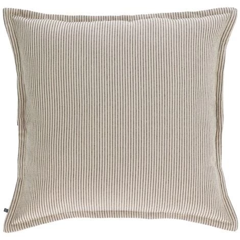 Kave Home - Housse De Coussin Aleria Coton Rayures Marron Et Beige 60 X 60 Cm - Beige 3 Kave Home - Housse De Coussin Aleria Coton Rayures Marron Et Beige 60 X 60 Cm - Beige