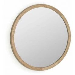 Kave Home - Miroir Rond Alum Bois Massif De Mindi Ø 80 Cm - Naturel