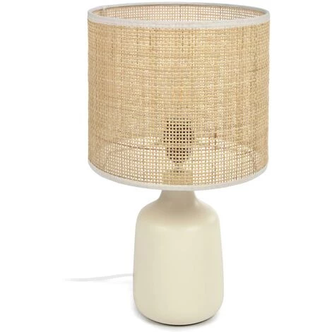 Kave Home - Lampe De Table Erna En Céramique Blanche Et Bambou Finition Naturelle - Naturel 3 Kave Home - Lampe De Table Erna En Céramique Blanche Et Bambou Finition Naturelle - Naturel