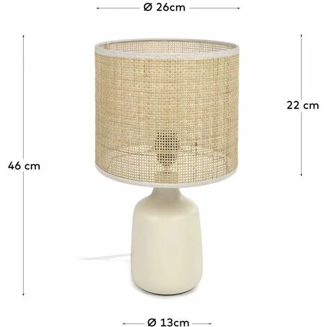 Kave Home - Lampe De Table Erna En Céramique Blanche Et Bambou Finition Naturelle - Naturel 5 Kave Home - Lampe De Table Erna En Céramique Blanche Et Bambou Finition Naturelle - Naturel – Image 3