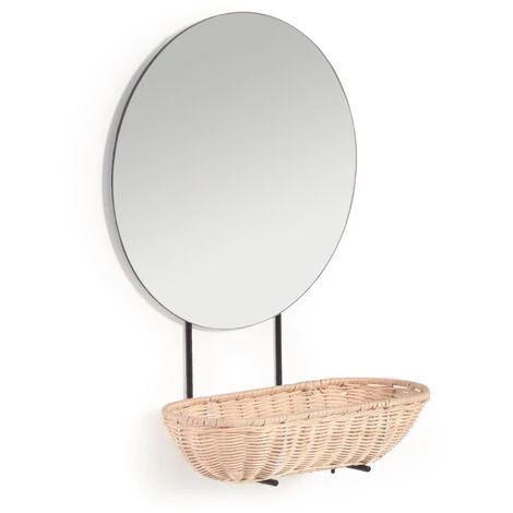 Kave Home - Petit Miroir Mural Ebian Avec étagère En Rotin Finition Naturelle 35 X 16 Cm - Naturel 4 Kave Home - Petit Miroir Mural Ebian Avec étagère En Rotin Finition Naturelle 35 X 16 Cm - Naturel – Image 2
