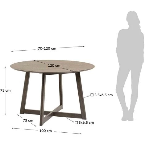 Kave Home - Table Extensible Ronde Maryse 70 (120) X 75 Cm Contreplaqué Frêne Et Pieds Bois Massif 7 Kave Home - Table Extensible Ronde Maryse 70 (120) X 75 Cm Contreplaqué Frêne Et Pieds Bois Massif – Image 5