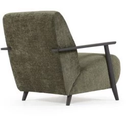 Kave Home - Fauteuil Meghan En Chenille Verte Et Bois Finition Wengé - Vert -KAVE HOME Soldes 2022 64090096 3