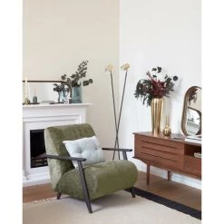Kave Home - Fauteuil Meghan En Chenille Verte Et Bois Finition Wengé - Vert -KAVE HOME Soldes 2022 64090096 4