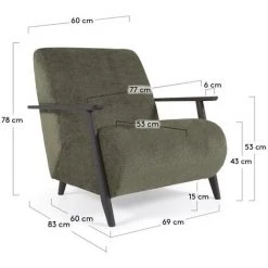 Kave Home - Fauteuil Meghan En Chenille Verte Et Bois Finition Wengé - Vert -KAVE HOME Soldes 2022 64090096 5