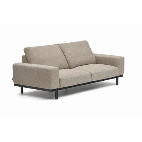 Kave Home - Canapé Noa 3 Places Beige Avec Pieds Finition Foncée 230 Cm - Beige 4 Kave Home - Canapé Noa 3 Places Beige Avec Pieds Finition Foncée 230 Cm - Beige – Image 2