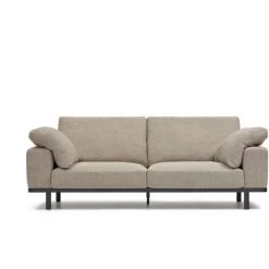 Kave Home - Canapé Noa 3 Places Avec Coussins Beige Et Pieds Finition Foncée 230 Cm - Beige