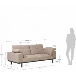 Kave Home - Canapé Noa 3 Places Avec Coussins Beige Et Pieds Finition Foncée 230 Cm - Beige -KAVE HOME Soldes 2022 64090107 5