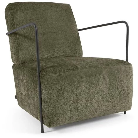 Kave Home - Fauteuil Gamer En Chenille Vert Et Métal Peint Noir - Vert 3 Kave Home - Fauteuil Gamer En Chenille Vert Et Métal Peint Noir - Vert