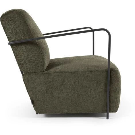 Kave Home - Fauteuil Gamer En Chenille Vert Et Métal Peint Noir - Vert 4 Kave Home - Fauteuil Gamer En Chenille Vert Et Métal Peint Noir - Vert – Image 2