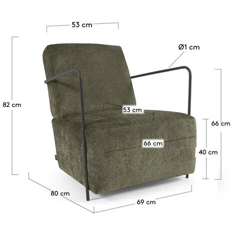 Kave Home - Fauteuil Gamer En Chenille Vert Et Métal Peint Noir - Vert 7 Kave Home - Fauteuil Gamer En Chenille Vert Et Métal Peint Noir - Vert – Image 5