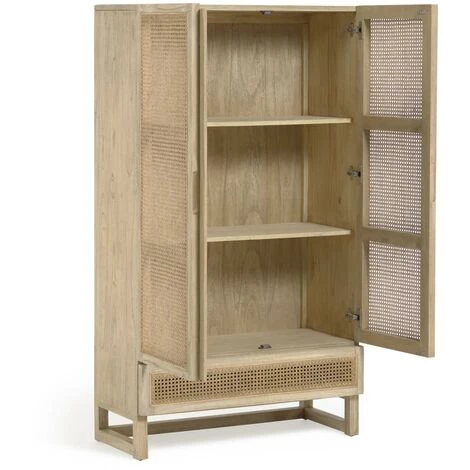 Kave Home - Armoire Rexit Bois Massif Et Contreplaqué De Mindi Avec Rotin 90 X 160 Cm - Naturel 4 Kave Home - Armoire Rexit Bois Massif Et Contreplaqué De Mindi Avec Rotin 90 X 160 Cm - Naturel – Image 2