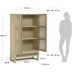 Kave Home - Armoire Rexit Bois Massif Et Contreplaqué De Mindi Avec Rotin 90 X 160 Cm - Naturel 9 Kave Home - Armoire Rexit Bois Massif Et Contreplaqué De Mindi Avec Rotin 90 X 160 Cm - Naturel -KAVE HOME Soldes 2022 64510310 4