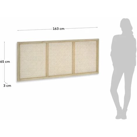 Kave Home - Tête De Lit Rexit En Bois Massif De Mindy Et Rotin Pour Lit De 160 Cm - Naturel 5 Kave Home - Tête De Lit Rexit En Bois Massif De Mindy Et Rotin Pour Lit De 160 Cm - Naturel – Image 3